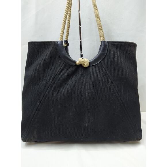 Michael Kors Black Canvas Rope Handles Shoulder Bag - Picture 3 of 16